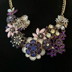 Vintage Y2k Floral Statement Necklace in Purple and Gold